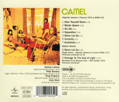 Camel ~ Camel (1973) CD 2002 MCA Records UK •• NEW •• | eBay