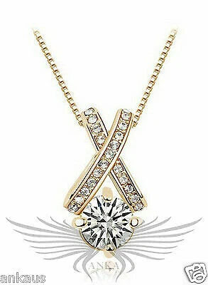 CHANEL Ciondolo tondo brillante zirconi grado AAA zirconi placcato oro + catena 16" Ylz P1