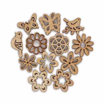 30pcs Flower Wooden Chips for Scrapbooking Embellishments Crafts Home Decor 
