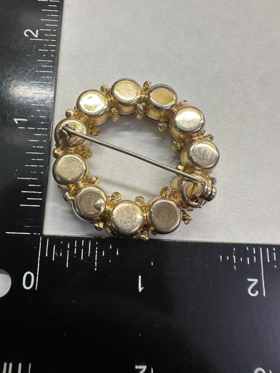 Flower Wreath Amethyst Rhinestone JULIANA Vintage Pin Brooch Gold