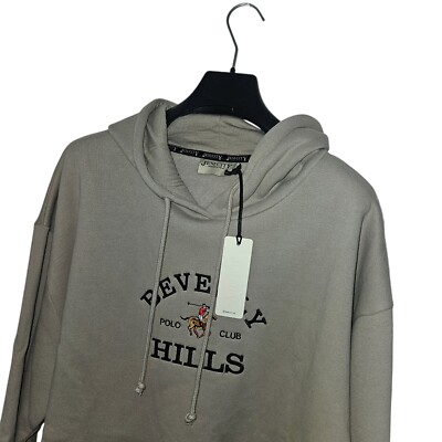 £85 Herren GEM CITY Premium BEVERLY HILLS Vintage POLO grau HOODIE L-XL *neu mit Etikett*