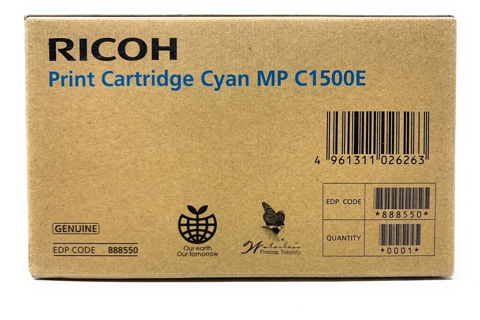 Ricoh 888550 Cartouche Gel Cyan Original MP C1500/MP C1500SP, Boîte - Photo 1/1