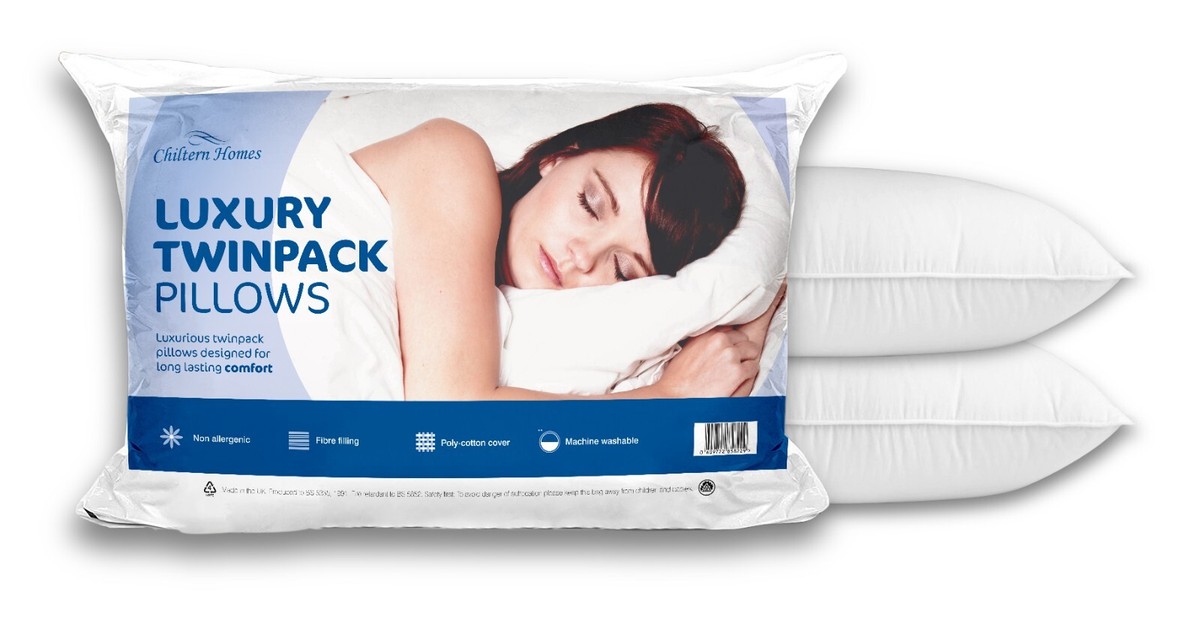 Branded Twin Pack of Pillows Soft Anti Allergenic Hollowfibre Hotel  Quality