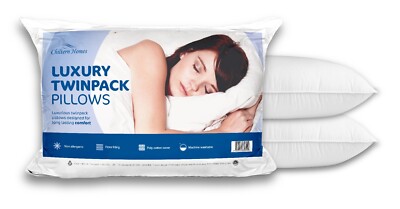 Luxus Qualität Weiß Kissenbezüge 2er Pack Weich Hohlfaser Poly Baumwolle Kissen
