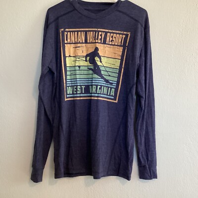 League91 Small V Neck Longsleeve T-Shirt Canaan Valley Resort West Virginia New