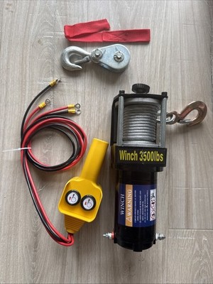 3500 LB Electric Winch 12V ATV UTV Trailer Utility Winch w/ Remote Hook & Pulley