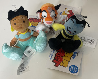 Disney JASMINE RAJAH GENIE BEE Tiny Big Feet Micro Plush 3 pc Set NWT 3.5 