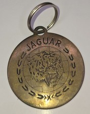 Vintage Brass Jaguar Car Logo Advertising Keychain RARE!