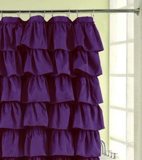 Spring Home Purple Ruffled Fabric Shower Curtain 72x72 Bathroom Decor
