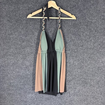 Bisou Bisou Mini Dress Women S Small Black Colorblock Short Sleeveless  Halter | eBay