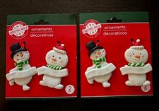 4 SNOWMEN ORNAMENTS/GIFT TAGS Personalize/name NEW Christmas House Polymer Type