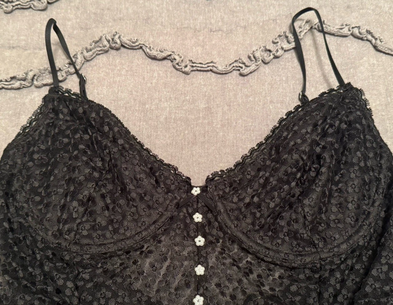 UNDERCOVER Victoria’s Secret Mini Abito Nero For Love & Lemons Raso Increspato L