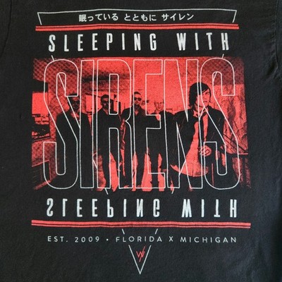 Sleeping With Sirens Rock Band Concert Merch 2009 Black Lrg Graphic T-Shirt Tee