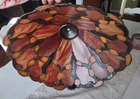Vintage Art Nouveau Mica Stained Glass Lamp Shade Large Tiffany Style Amber 30"