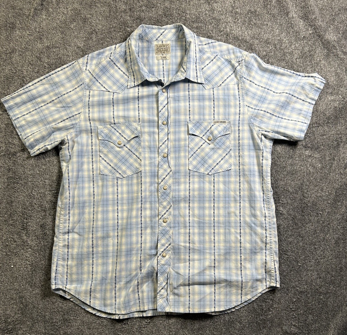 Lucky Brand Shirt Mens Extra Large White Pearl Snap Western Rodeo Cowboy