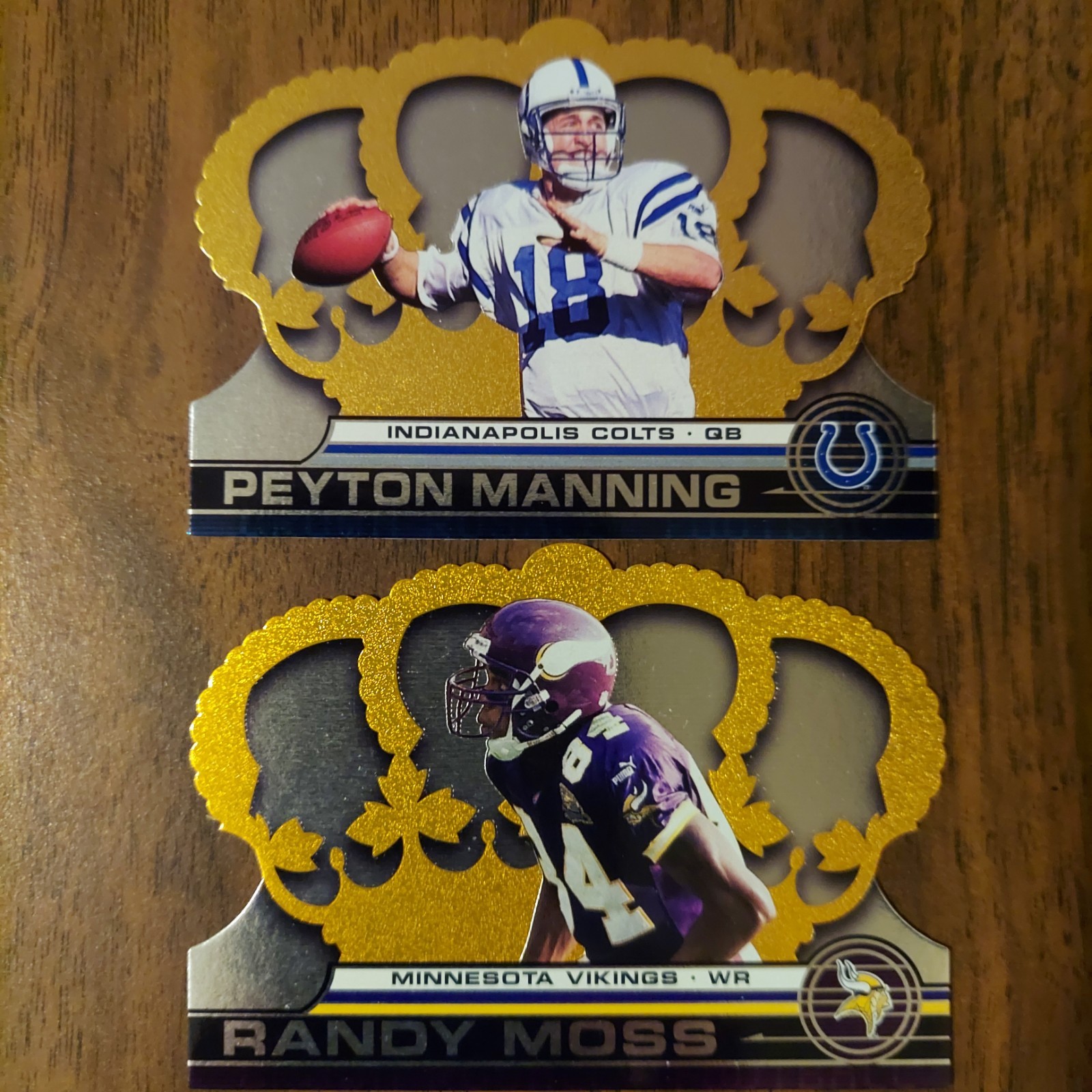 Randy Moss VIKINGS 78 Peyton Manning COLTS 61 2001 Pacific Crown Royale NFL Card