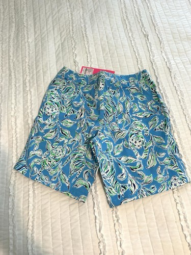 NWT Lilly Pulitzer Boys Coral Coast shorts Turquoise oasis outta line Size Large - Picture 3 of 3
