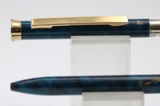 Vintage Pierre Cardin Blue Marble Twin Ballpoint Pen, GT (New Refills Fitted)