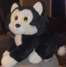 VTG Disney Store Pinocchio Figaro Kneeling Black Cat Side Glancing Plush 11"