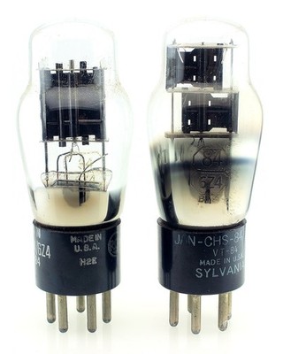 2 pcs. RARE 1944 SYLVANIA RCA JAN CHS 84 / 6Z4 VT-84 USN NOS