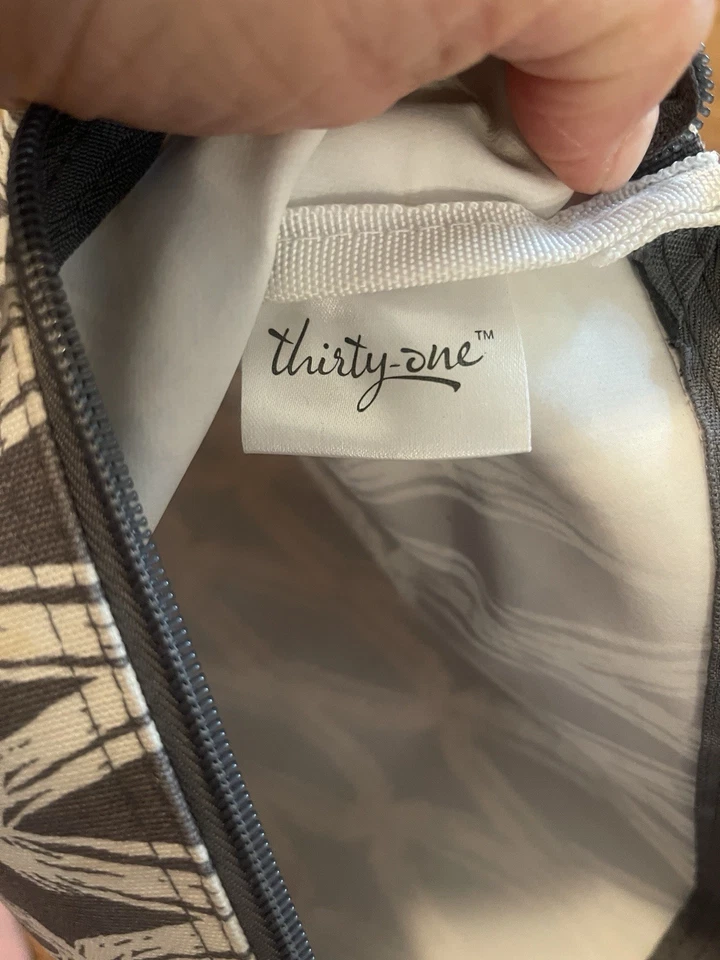 Thirty-One Bag Damask Grey Large Zipper Pouch Make Up Bag - Image 4 of 4