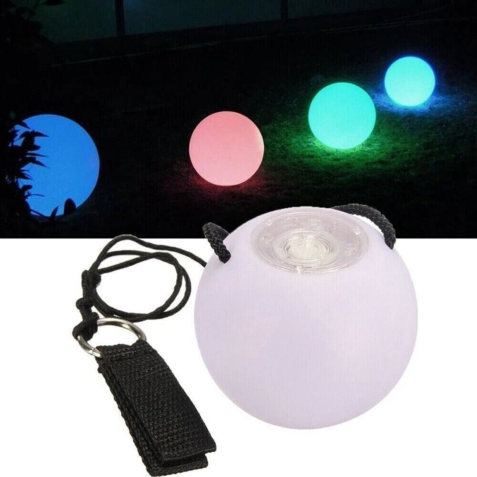 2Pcs Multicolor Glow POI LED Bälle Blinklicht Für Erwachsene Kinder Jonglieren - Bild 2 von 4