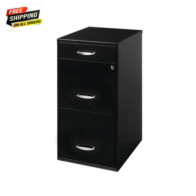 3 Drawer Letter Width Vertical File Cabinet with Pencil Drawer, Black   