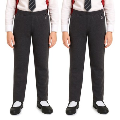 A2Z 4 Kinder Mädchen 2er Pack Hosen Schuluniform Pull Up Regular Fit Schulhosen