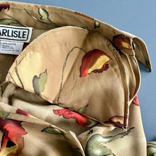 Women's Carlisle Silk Blouse & Scarf | Size 8 | Brown Autumn 1980s Vintage Set, Size 8, $46.7 - Photo 7