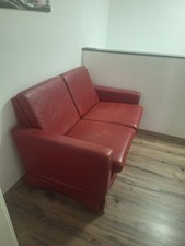 2-Sitzer Sofa rot, Leder-Polster, Polster Arm...