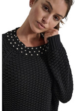DKNY Jeans Women's Crystal Embellished Raglan Sleeve Sweater Black/Size XL NWT