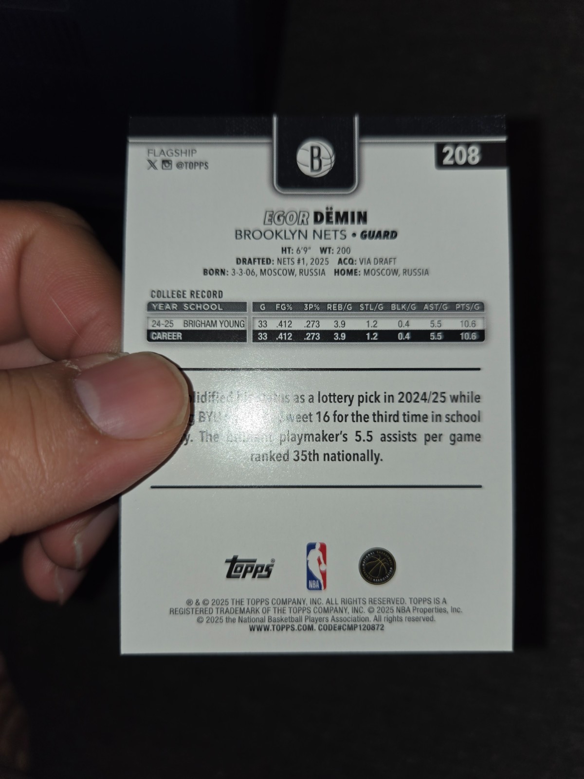 2025-26 Topps - Egor Demin #208 Rainbow Foilboard (RC)