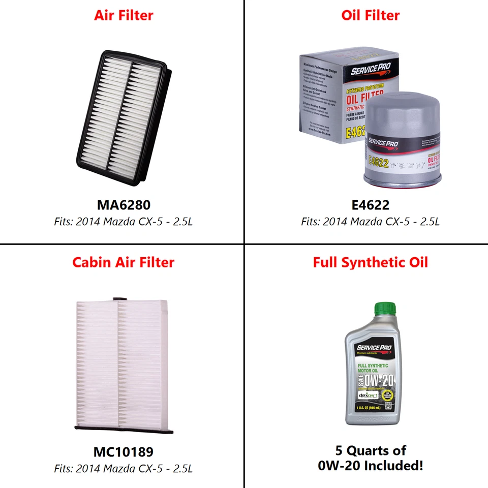 2014 Mazda CX-5 2.5L Complete Oil, Air & Cabin Filter Kit (0W-20) Foto 2 de 4