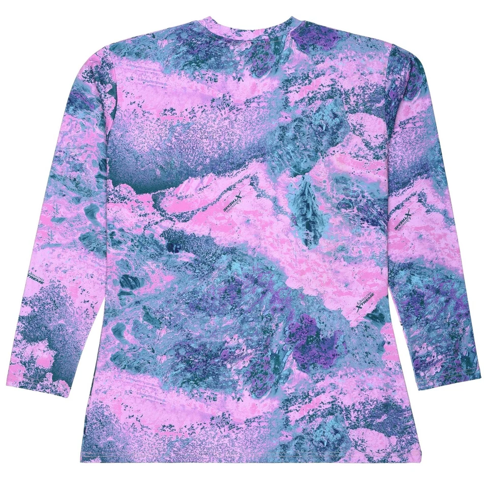 Realtree Xtreme Camo Women Fishing Shirts Long Sleeve Lavender Pink Crewneck Tee - Image 4 of 4
