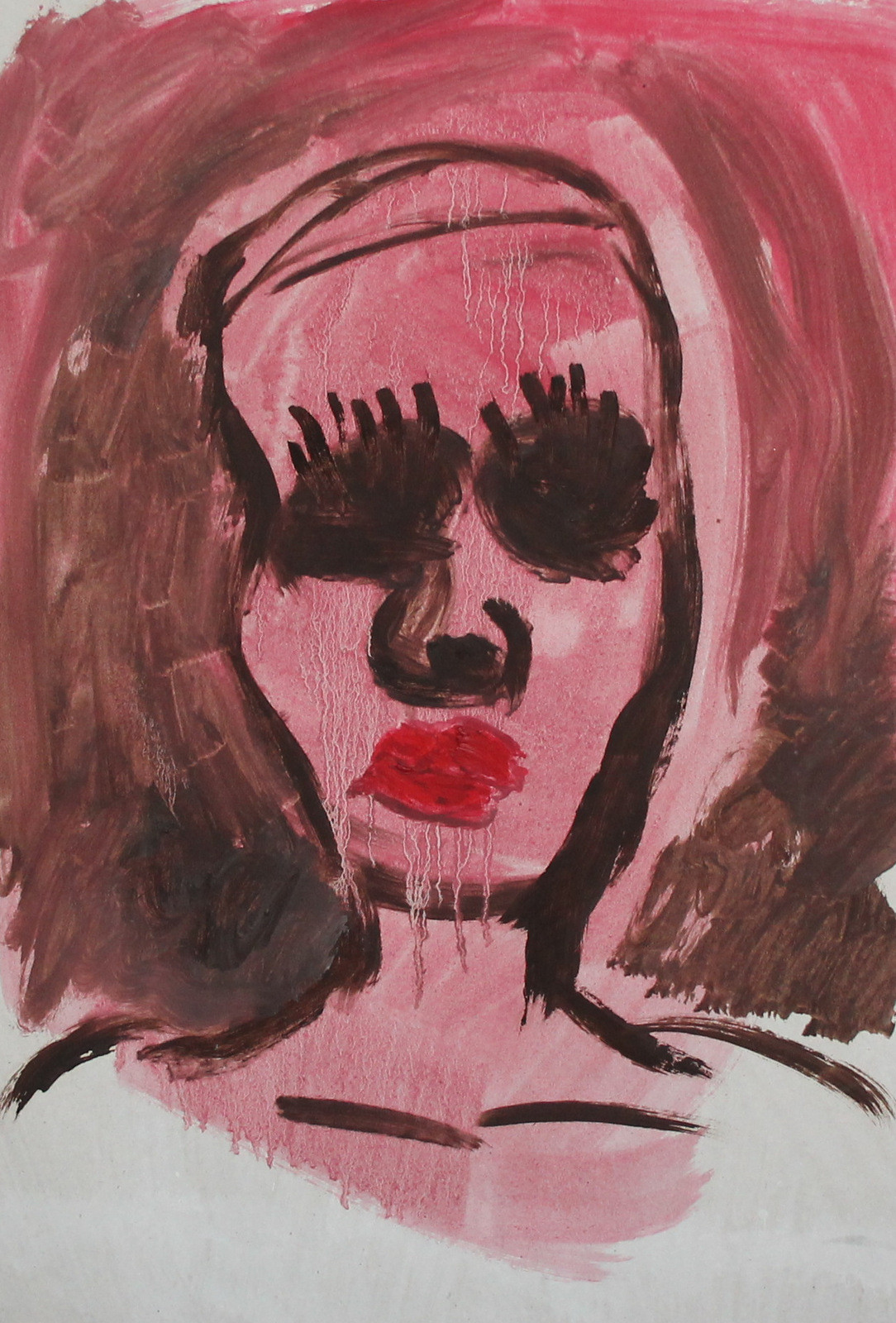 Expressionist gouache painting portrait