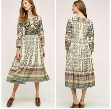 156. NWT Bhanuni Far Fields Maxi Dress 4 Anthropologie Beaded Indian Midi Fall
