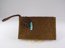 Beaded Clutch Purse Shimmering Gold Tone Glass With Wristlet NWT By About Color