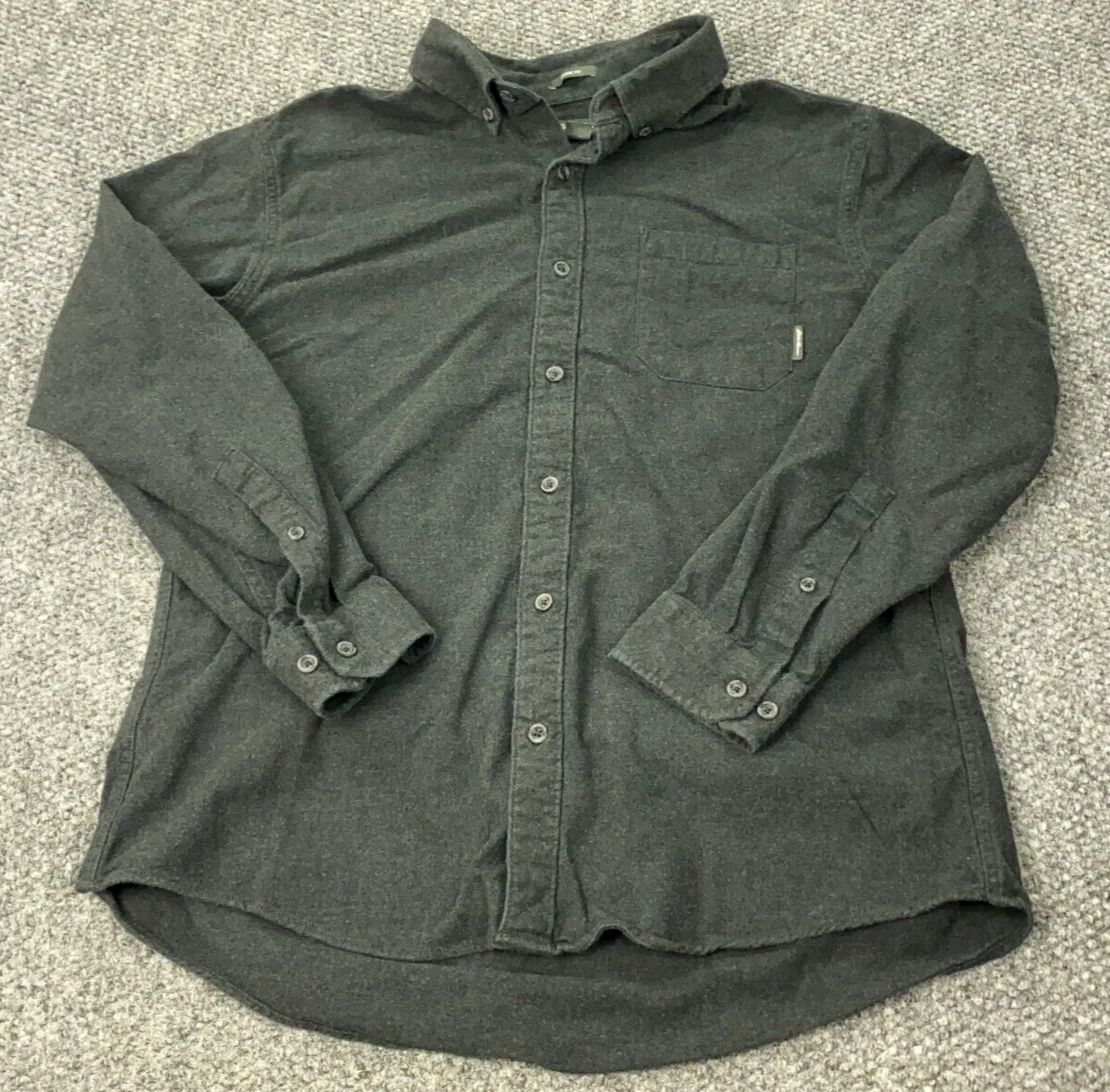 Eddie Bauer Flannel Chamois Shirt Mens Large Gray Pocket Classic Fit Button Up