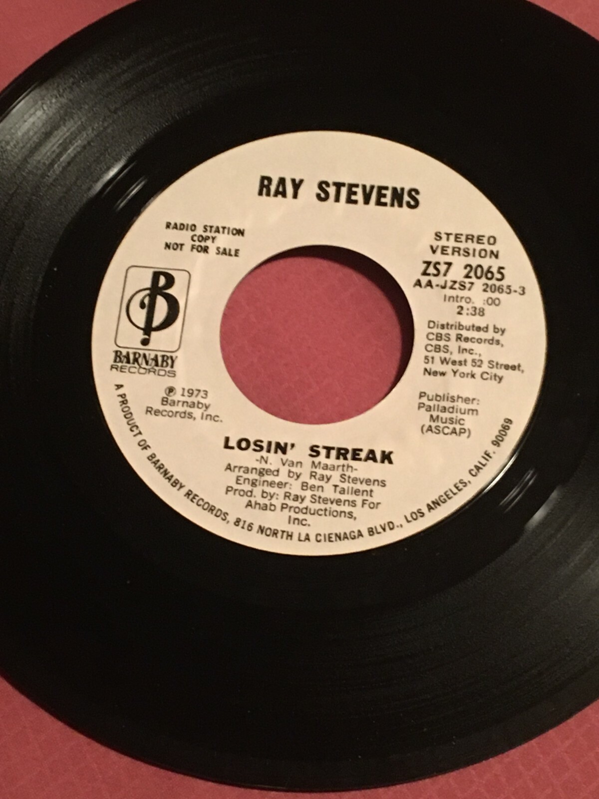 RAY STEVENS  - LOSIN' STREAK  - BARNABY 45 Promo