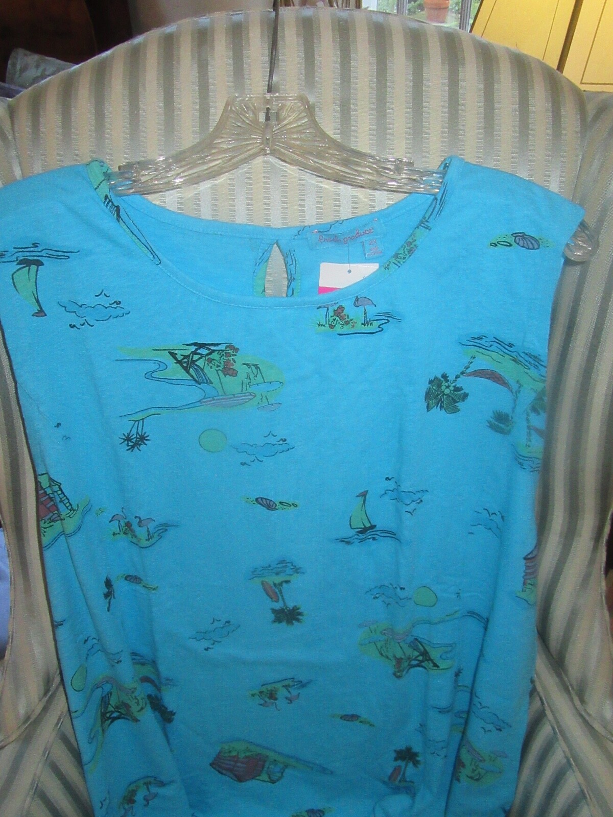 MAGLIETTA CHLOE CHLOE NUOVA CON ETICHETTE PRODOTTI FRESCHI ""BEACHY KEEN"". IN BLUFIN... (2X)