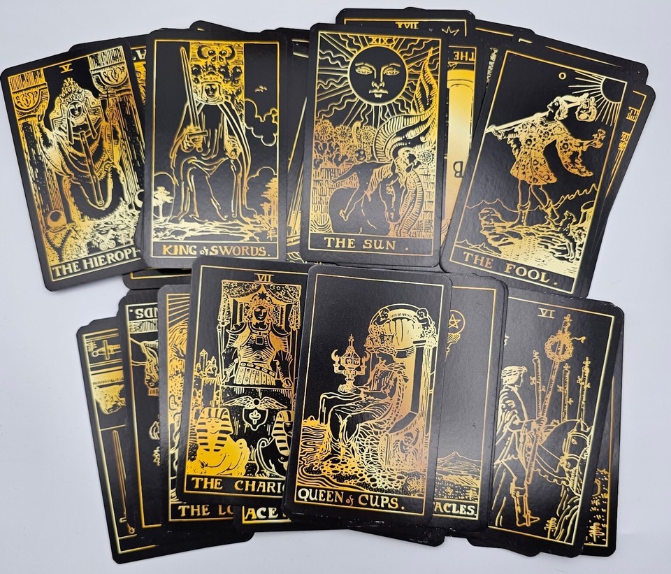 RIDER WAITE Black & Gold TAROT DECK ~ 77 Card Deck, EXCELLENT! | eBay