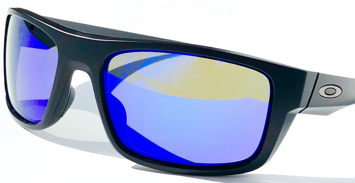 NEW* Oakley DROP POINT Matte Black POLARIZED Galaxy Blue Sunglass