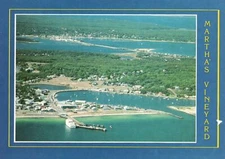 Postcard Oak Bluffs With Vineyard Haven In Background Cape Cod Massachusetts MA