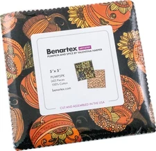 5" Charm Pack - Pumpkin And Spice Benartex Autumn Harvest Fabric Precuts M520.43