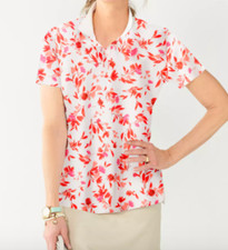 NEW Croft  Barrow  Floral Essential Extra Soft Collared Polo Shirt XL NWT