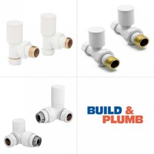 WHITE Modern Towel Rail Radiator Valves - Corner Angled Straight 8mm 10mm 15mm