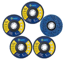 5-Pack 5" x 7/8" Blue Poly Strip Clean Disc Paint Stripping Wheels Rust Removal