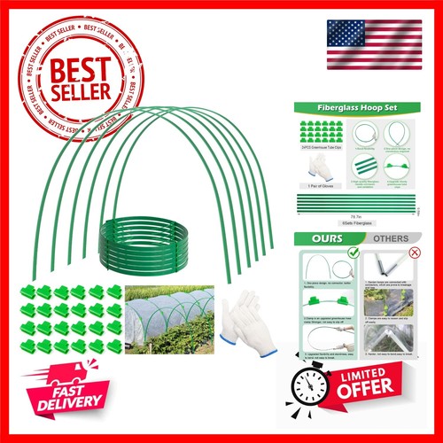 6Pcs Garden Hoops for Raised Beds,6 Sets of 6.5 FT Long Greenhouse Hoops Grow...