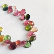 AAA+ Multi Tourmaline Faceted Pear Shape Gemstone Beads 8'' Strand Craft Jewelry