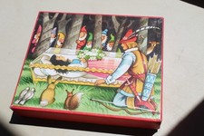 Vintage Snow White and the Seven Dwarfs wooden Block puzzle mid 20th century